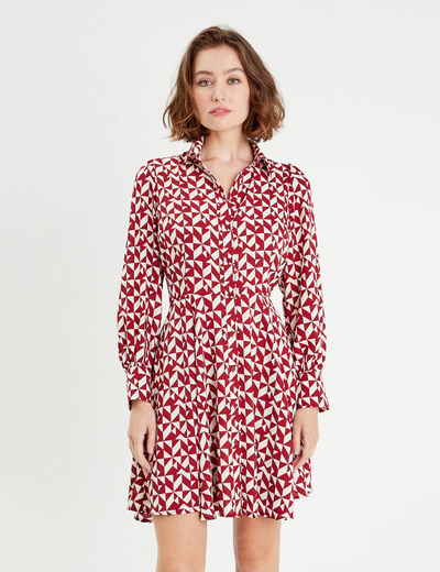 Robe chemise patineuse rouge femme