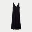 Robe longue &eacute;vas&eacute;e col v sans manches noir femme