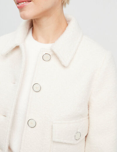 Veste droite boutonnée ecru femme