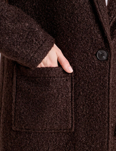 Manteau ample bouclette marron foncé femme
