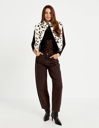 Veste sans manches col montant noir femme