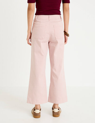 Jean flare cropped taille haute rose nude femme