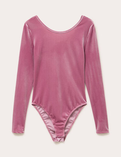 Body en velours d&eacute;collet&eacute; dos rose clair femme