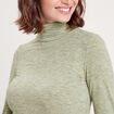 T-shirt col roulé vert kaki femme