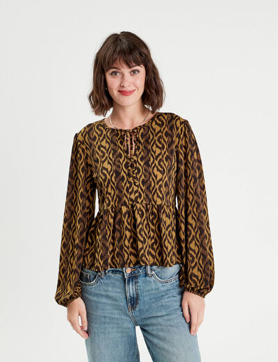 Blouse manches longues marron femme