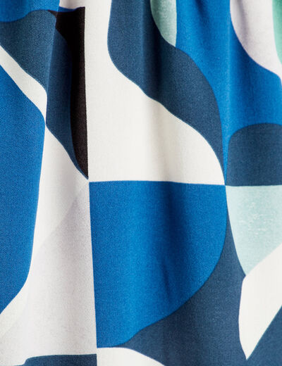 Robe longue évasée fluide bleu femme