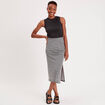 Jupe longue droite fronces noir femme