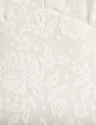 Robe courte &eacute;vas&eacute;e col v dentelle ecru femme