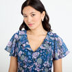Robe longue &eacute;vas&eacute;e Bridgerton bleu marine femme