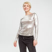 T-shirt aspect métallisé gris argent femme