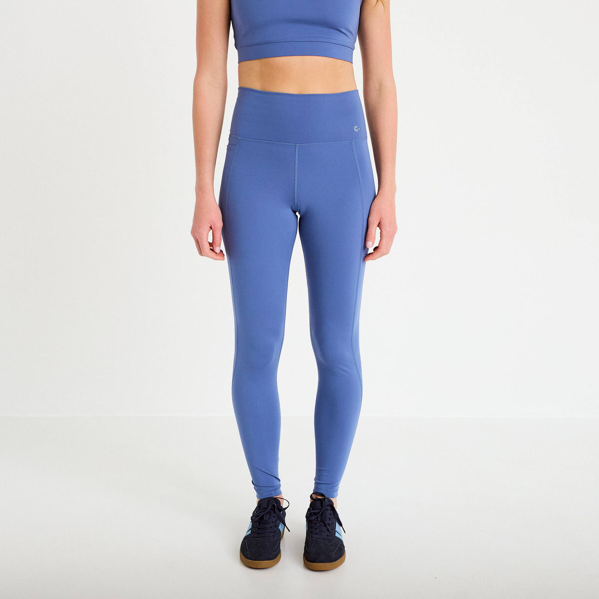 Legging taille haute bleu fonc&eacute; femme