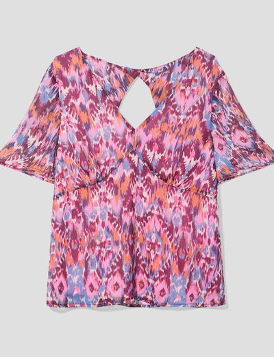 Blouse manches courtes orange femme