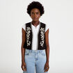 Gilet droit court sans manches noir femme