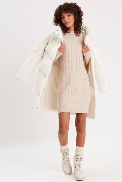Robe pull droite torsades sable femme