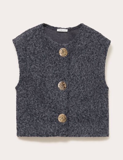 Gilet sans manches effet polaire gris fonc&eacute; femme