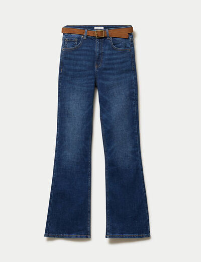 Jean bootcut avec ceinture amovible denim stone femme
