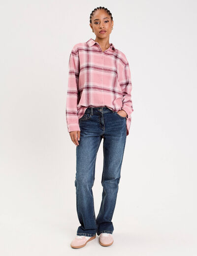 Chemise oversize manches longues rose femme