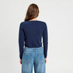 Gilet avec broderie bleu marine femme