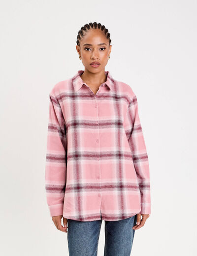 Chemise oversize manches longues rose femme