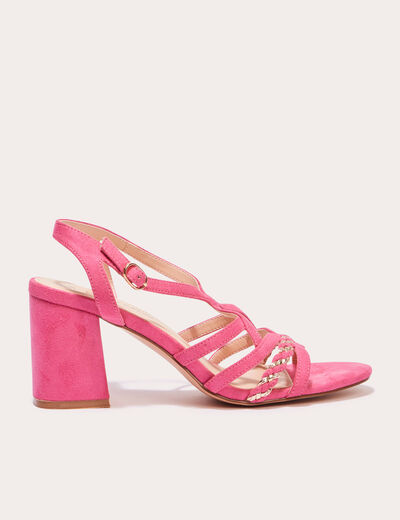 Sandales &agrave; talons d&eacute;croch&eacute;s rose femme