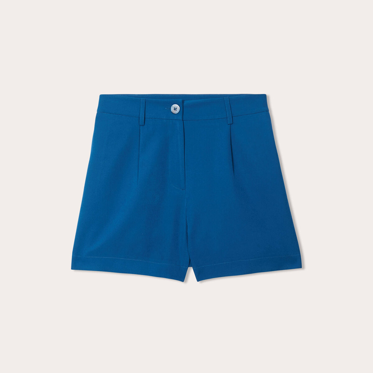 Short ajusté avec pinces bleu canard femme