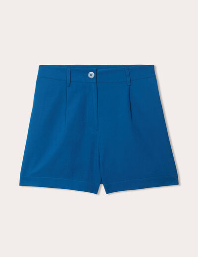 Short ajusté avec pinces bleu canard femme