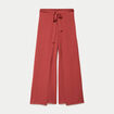 Pantalon large taille haute fluide vieux rose femme