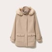 Manteau mi-long &agrave; capuche beige femme