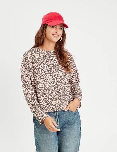 T-shirt manches longues beige femme