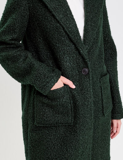 Manteau ample bouclette vert foncé femme