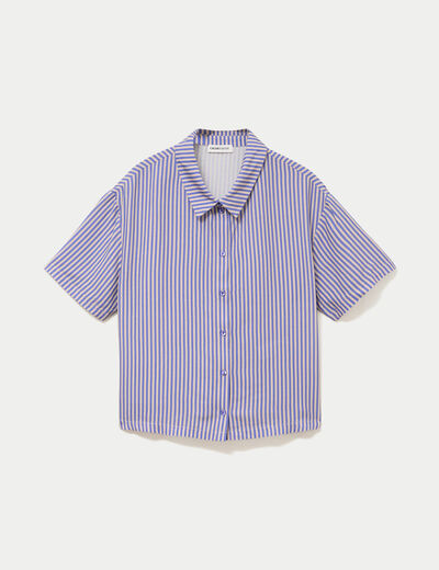 Chemise manches courtes bleu femme