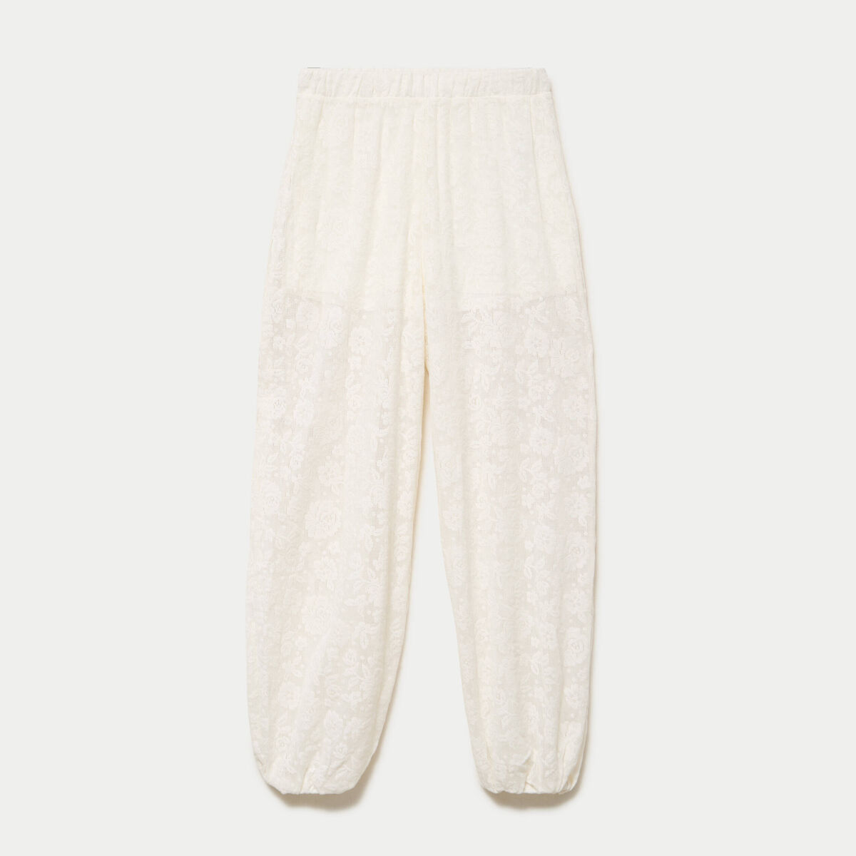 Pantalon bouffant taille standard ecru femme