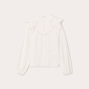 Blouse manches longues ecru femme