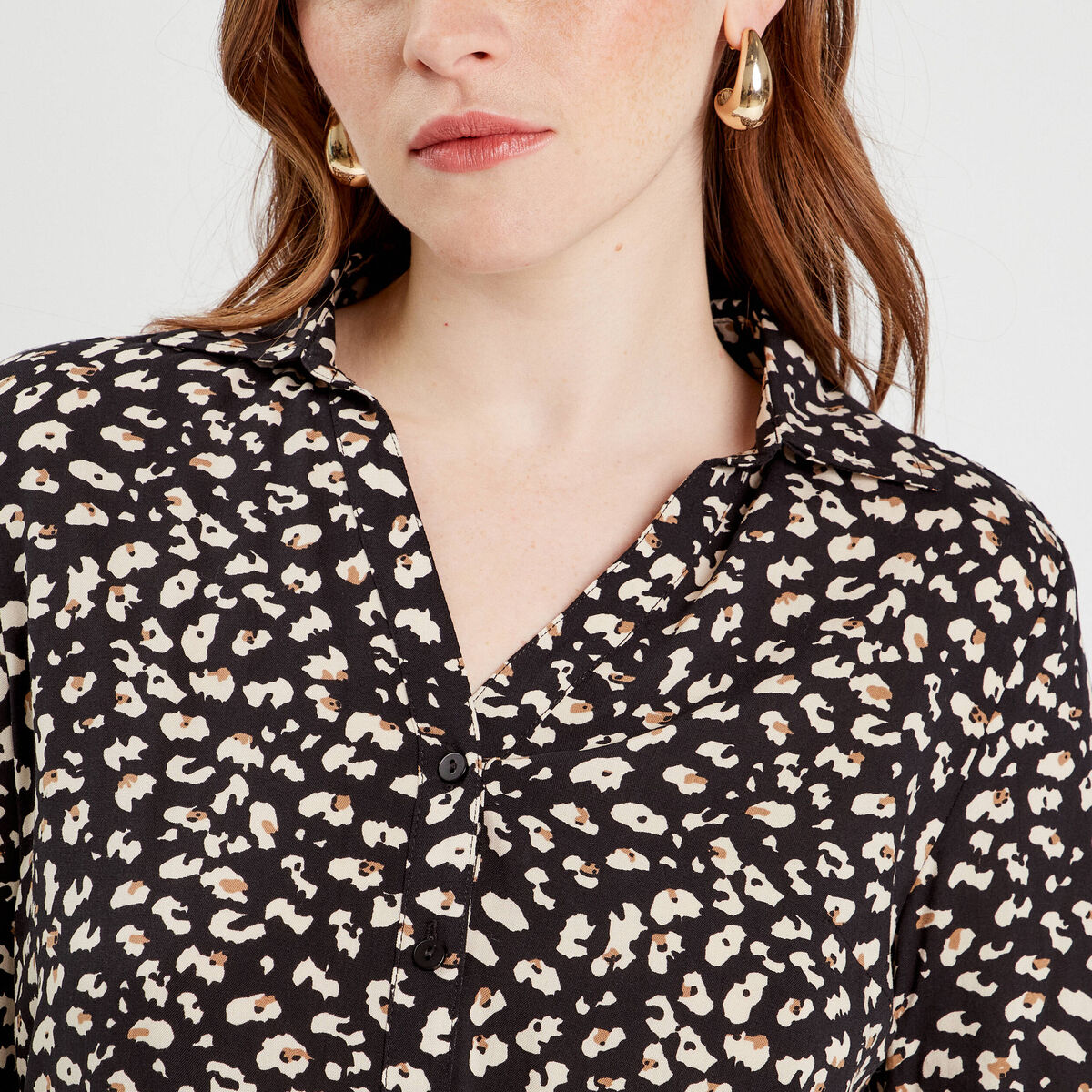 Chemise manches longues noir femme