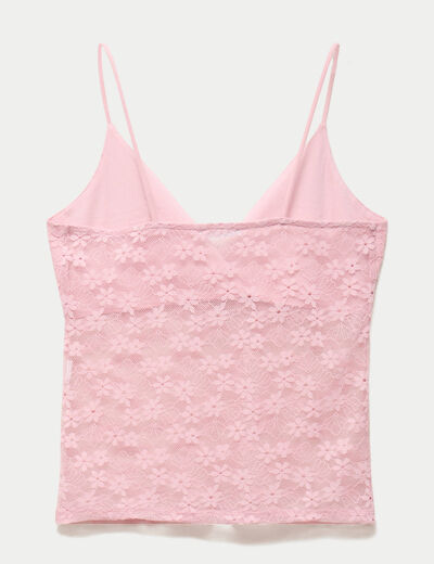 Top ajust&eacute; d&eacute;collet&eacute; sans manches rose ado