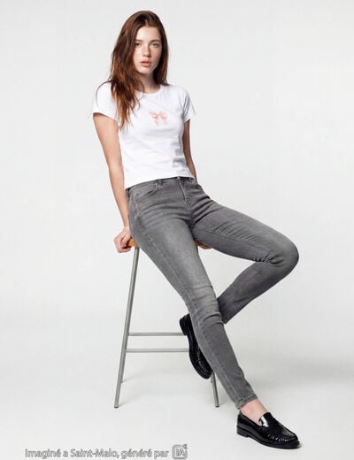 Jean skinny taille standard denim gris ado