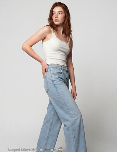 Jean Lenny wide leg taille standard denim bleach