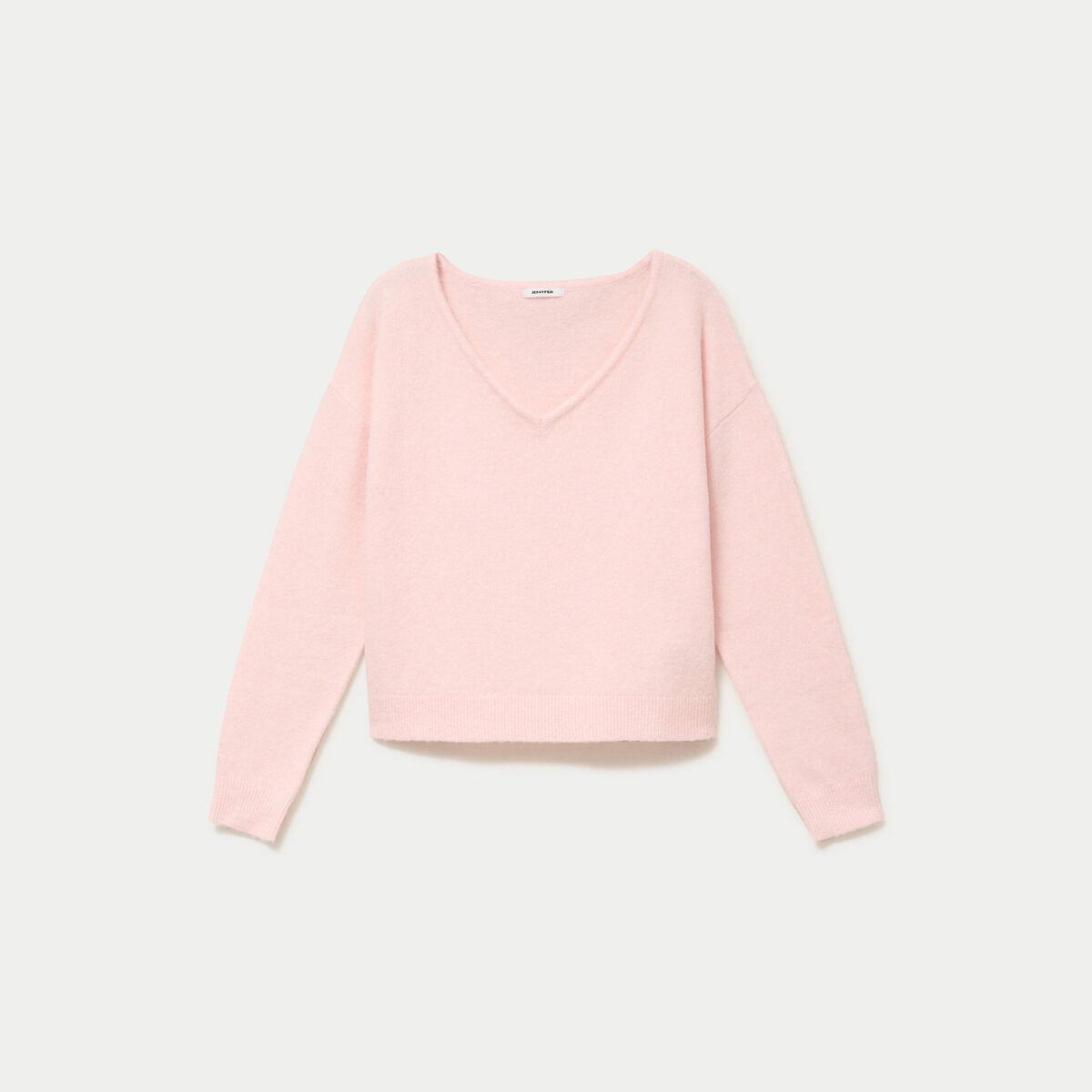 Pull col v manches longues rose clair