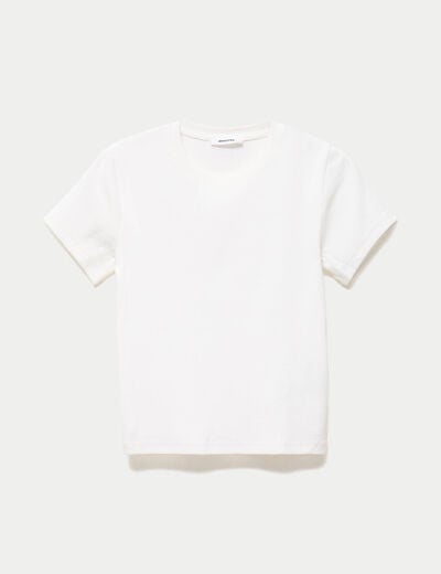 T-shirt ajust&eacute; col rond manches courtes blanc