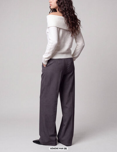 Pantalon coupe large taille standard gris anthracite