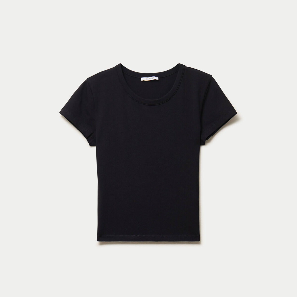 T-shirt ajust&eacute; col rond manches courtes noir