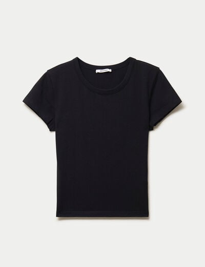 T-shirt ajust&eacute; col rond manches courtes noir