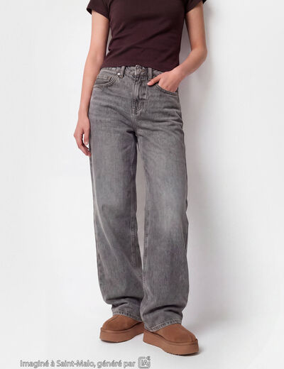 Jean Tom regular taille haute denim gris