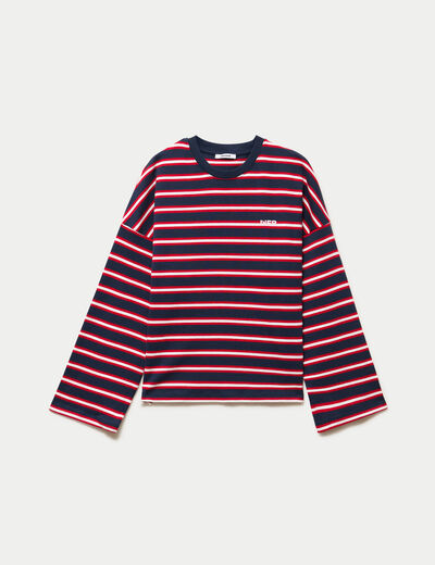 T-shirt manches longues bleu fonc&eacute;
