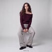 Pull col bardot manches longues bordeaux