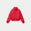 Doudoune droite cropped col montant rouge