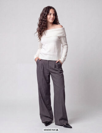 Pantalon coupe large taille standard gris anthracite