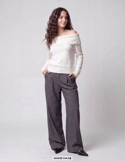 Pantalon coupe large taille standard gris anthracite