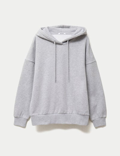 Sweat boyfriend brillant &agrave; capuche gris clair