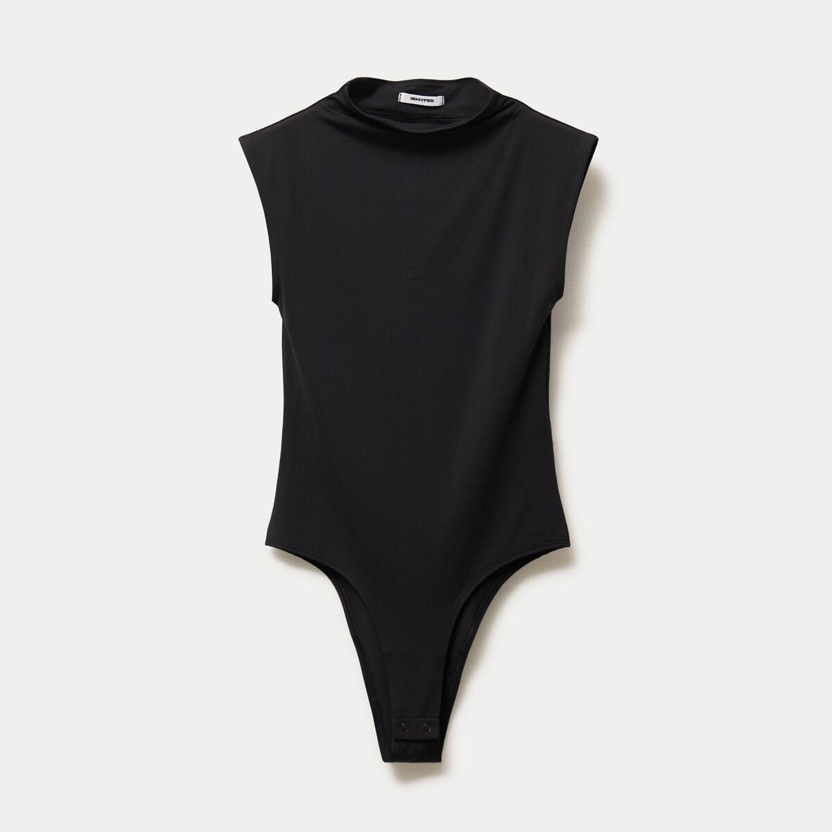 Body ajust&eacute; sans manches col montant noir